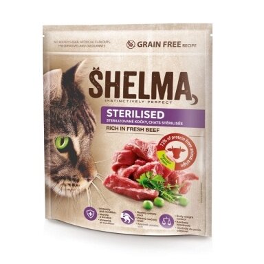 SHELMA sterilizuotų jautienos sausas kačių ėdalas 1,4 kg