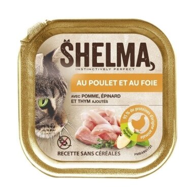 SHELMA Vištienos ir kepenų paštetas - šlapias kačių ėdalas - 100 g
