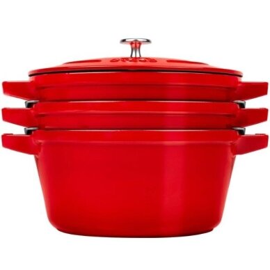 Staub La Cocotte apvali ketaus kepimo forma – 3 dalių rinkinys