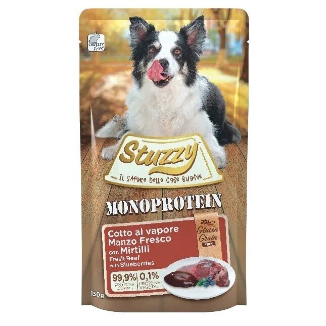STUZZY Monoprotein jautienos ir mėlynių šlapias šunų ėdalas - 150 g STUZZY Monoprotein jautienos ir mėlynių šlapias šunų ėdalas - 150 g