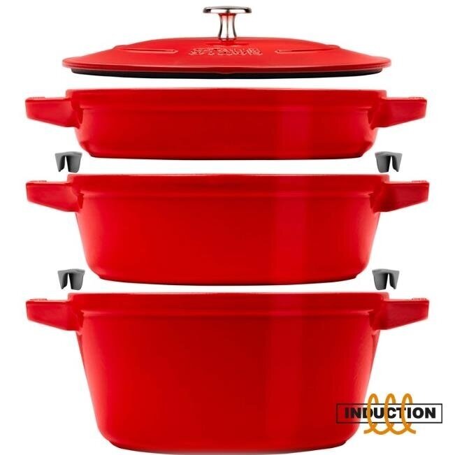Staub La Cocotte apvali ketaus kepimo forma – 3 dalių rinkinys 2 Staub La Cocotte apvali ketaus kepimo forma – 3 dalių rinkinys 2