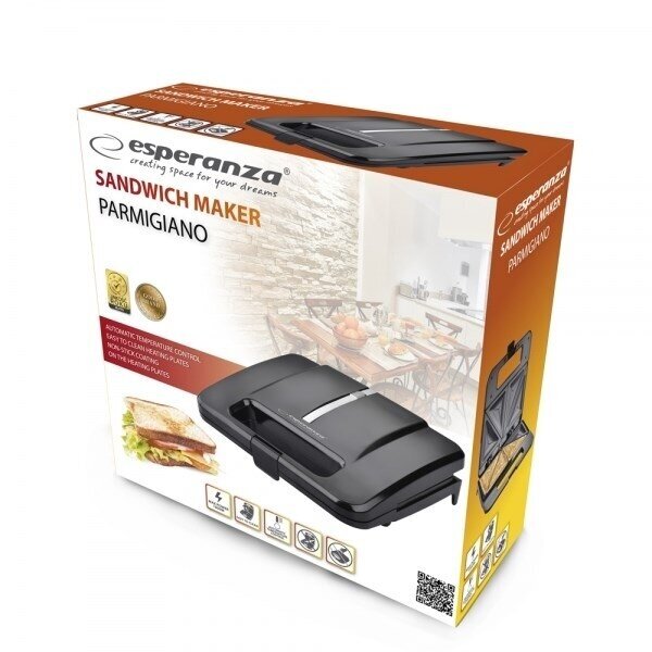 Sumuštinių keptuvė Esperanza PARMIGIANO, 1000 W, juoda 1 Sumuštinių keptuvė Esperanza PARMIGIANO, 1000 W, juoda 1