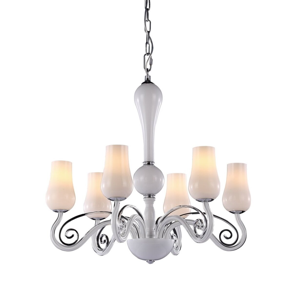 Šviestuvas liustra Lybra MD10904-6A, baltos spalvos, metalinis, 6 lemputės