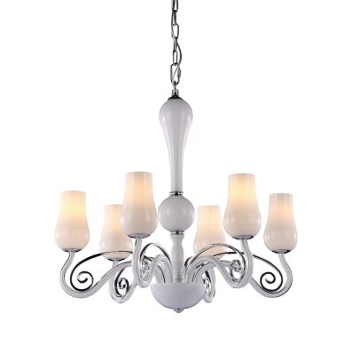 Šviestuvas liustra Lybra MD10904-6A, baltos spalvos, metalinis, 6 lemputės