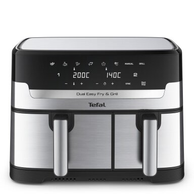 Tefal Dual Easy Fry & Grill EY905D dviguba karšto oro gruzdintuvė, 8,3 l, nerūdijantis plienas