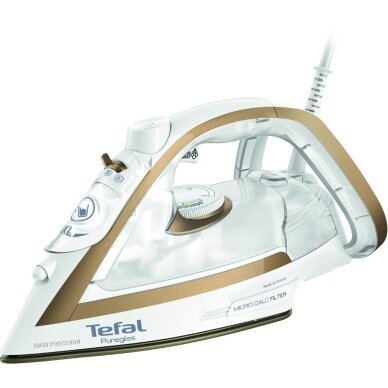 Tefal Puregliss FV8042 Sausas ir garinis lygintuvas Durilium AirGlide Autoclean padas 3000 W Bronzinė, Balta Tefal Puregliss FV8042 Sausas ir garinis lygintuvas Durilium AirGlide Autoclean padas 3000 W Bronzinė, Balta
