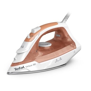Tefal Virtuo 30 FV2C40E0 lygintuvas Sausas ir garinis lygintuvas Keraminis padas 2000 W Persikų, balta Tefal Virtuo 30 FV2C40E0 lygintuvas Sausas ir garinis lygintuvas Keraminis padas 2000 W Persikų, balta