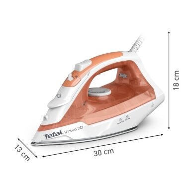 Tefal Virtuo 30 FV2C40E0 lygintuvas Sausas ir garinis lygintuvas Keraminis padas 2000 W Persikų, balta 2 Tefal Virtuo 30 FV2C40E0 lygintuvas Sausas ir garinis lygintuvas Keraminis padas 2000 W Persikų, balta 2