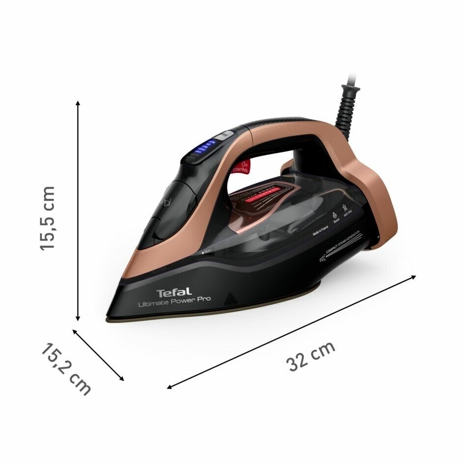 Tefal Ultimate Power Pro FV9E50 Sausas ir garinis lygintuvas Durilium AirGlide Autoclean padas 3200 W Juoda, Vario spalvos 3 Tefal Ultimate Power Pro FV9E50 Sausas ir garinis lygintuvas Durilium AirGlide Autoclean padas 3200 W Juoda, Vario spalvos 3