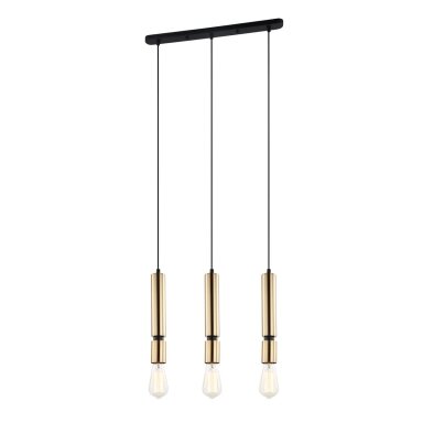 Torla PEN-5041-3-BKBR modernus pakabinamas šviestuvas, juodas/plienas, 3xE27, žalvario gaubtai