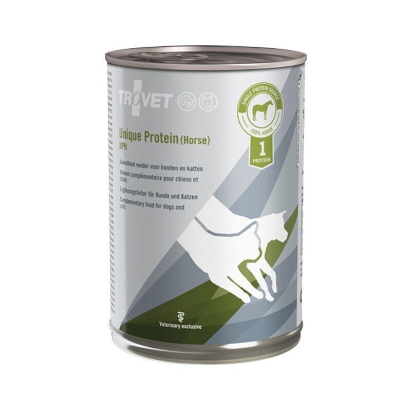 TROVET Unique Protein UPH su arkliu - Šlapias šunų ir kačių ėdalas - 400 g TROVET Unique Protein UPH su arkliu - Šlapias šunų ir kačių ėdalas - 400 g