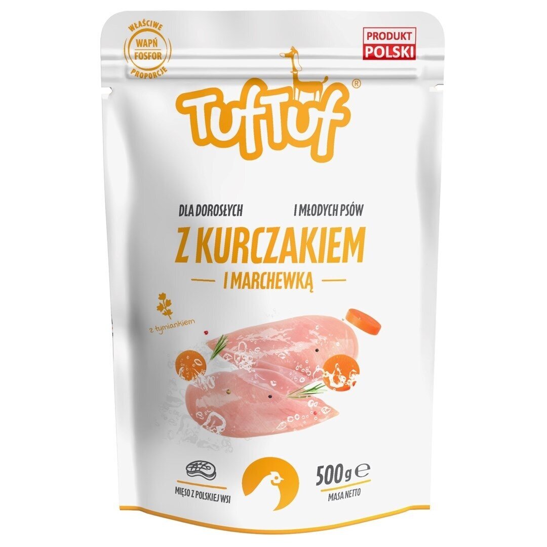 TUF TUF malta vištiena su morkomis - šlapias šunų ėdalas - 500 g TUF TUF malta vištiena su morkomis - šlapias šunų ėdalas - 500 g