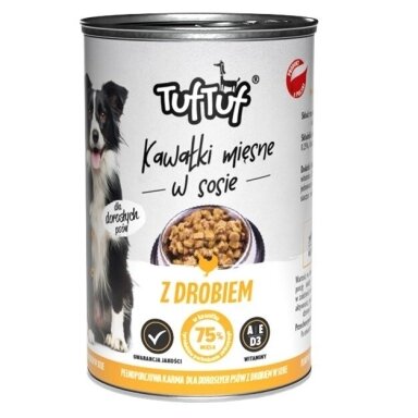TUF TUF Mėsos gabaliukai su paukštiena - šlapias šunų ėdalas - 1250 g
