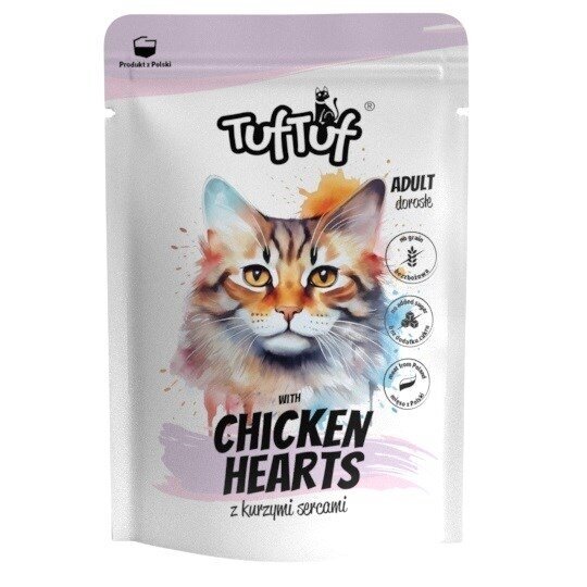 TUF TUF su vištienos širdelėmis – drėgnas kačių maistas – 100 g
