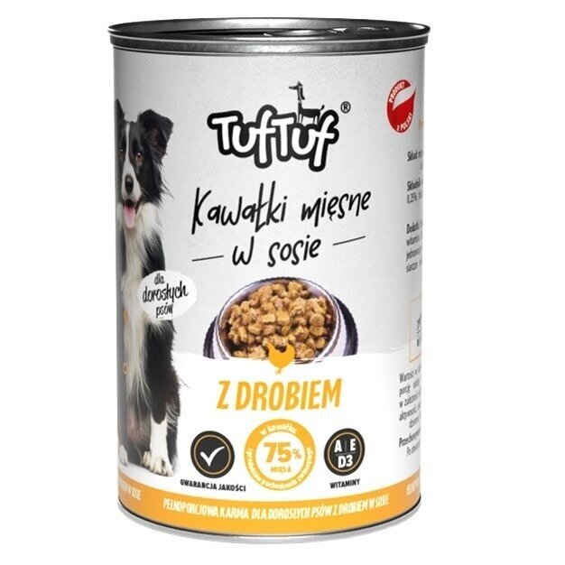 TUF TUF Mėsos gabaliukai su paukštiena - šlapias šunų ėdalas - 1250 g