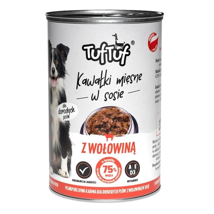 TUF TUF Mėsos gabaliukai su jautiena - šlapias šunų ėdalas - 1250 g