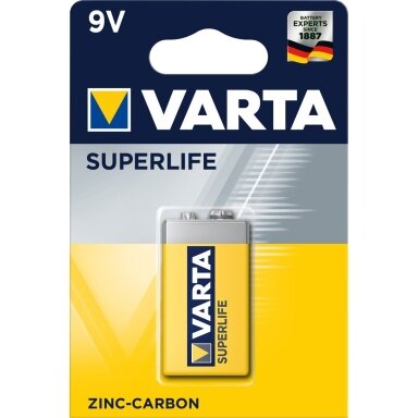 Varta Superlife 9V vienkartinė cinko-anglies baterija