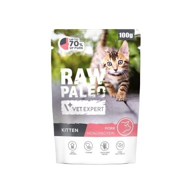 VETEXPERT Raw Paleo Kitten Pork – šlapias kačių maistas, 100 g