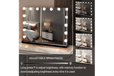 Spiegel mit 15 LED HOLLYWOOD MIRROR 60X50CM BLACK 4 Spiegel mit 15 LED HOLLYWOOD MIRROR 60X50CM BLACK 4