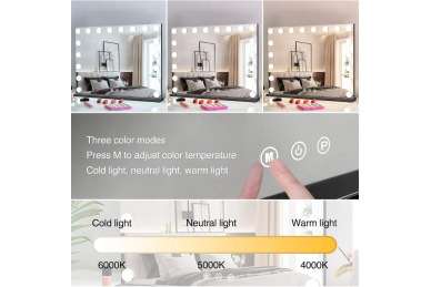 Spiegel mit 15 LED HOLLYWOOD MIRROR 60X50CM BLACK 5 Spiegel mit 15 LED HOLLYWOOD MIRROR 60X50CM BLACK 5