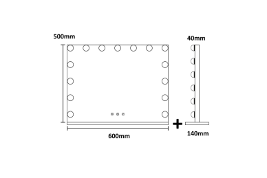 Spiegel mit 15 LED HOLLYWOOD MIRROR 60X50CM BLACK 6 Spiegel mit 15 LED HOLLYWOOD MIRROR 60X50CM BLACK 6