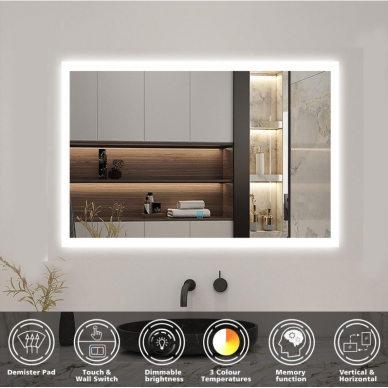 Veidrodis su LED 100x70CM H-MIRROR-1105 1 Veidrodis su LED 100x70CM H-MIRROR-1105 1