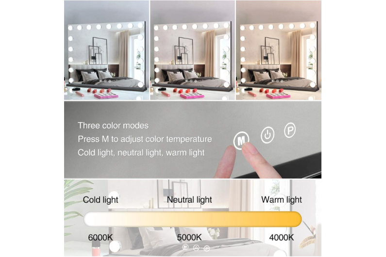 Speil med 15 LED HOLLYWOOD MIRROR 60X50CM BLACK 5
