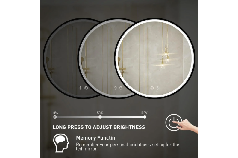Peili LED:llä 60CM O-FRAME-MIRROR-1110 BLACK 3 Peili LED:llä 60CM O-FRAME-MIRROR-1110 BLACK 3