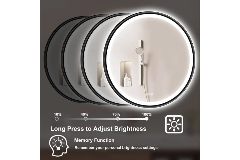 Peili LED:llä 60CM O-FRAME-MIRROR-1110 BLACK 2 Peili LED:llä 60CM O-FRAME-MIRROR-1110 BLACK 2