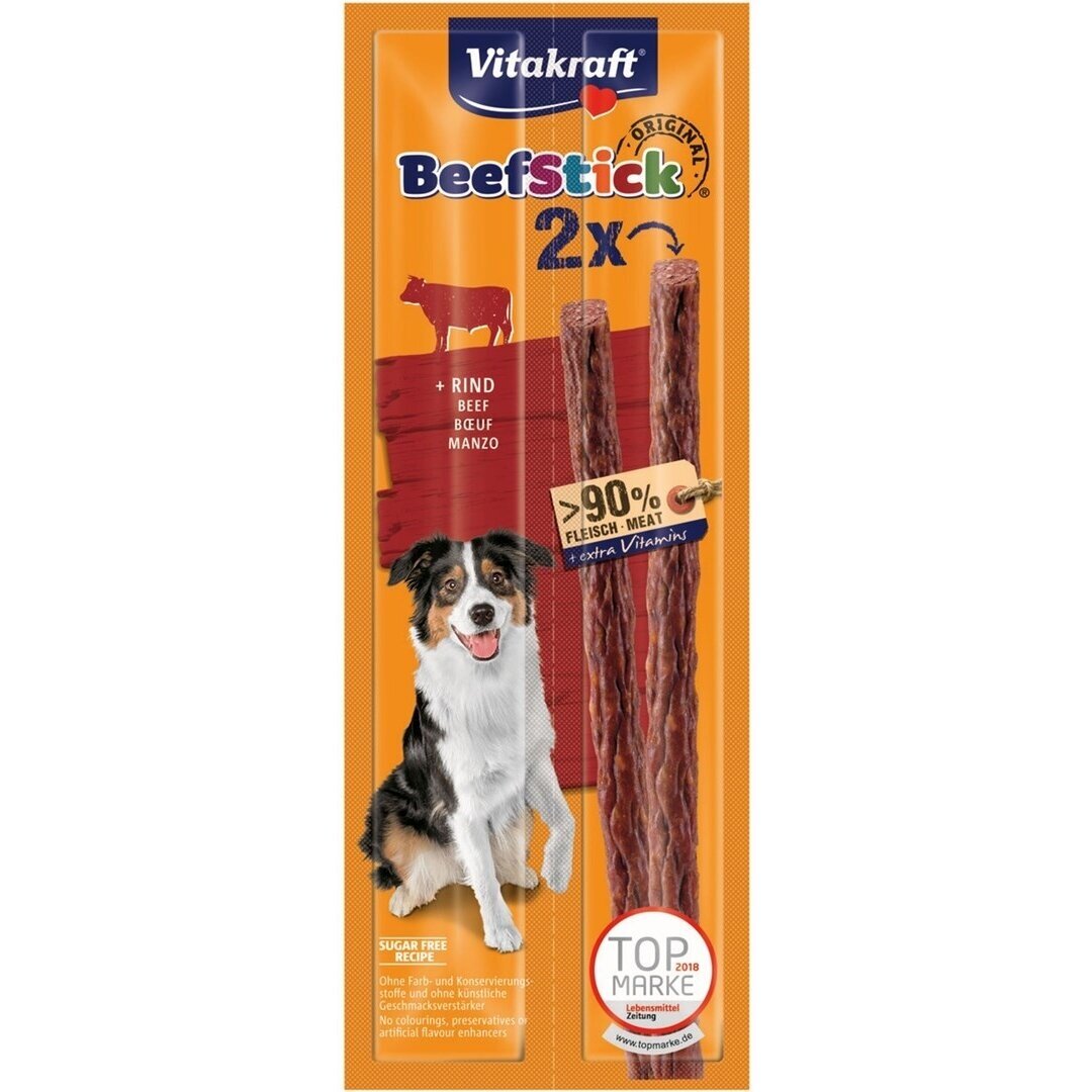 VITAKRAFT jautienos lazdelės su jautiena - šunų skanėstas - 2 x 12 g VITAKRAFT jautienos lazdelės su jautiena - šunų skanėstas - 2 x 12 g