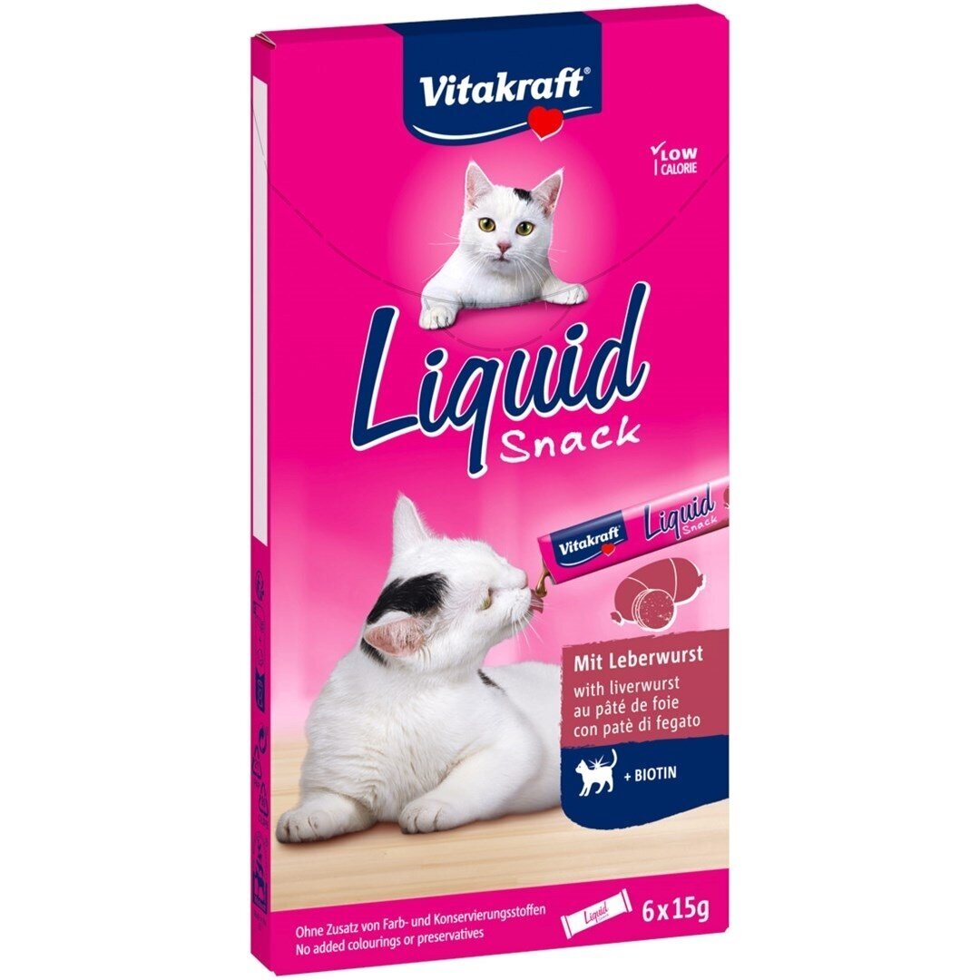 VITAKRAFT skystas skanėstas kepenėlėms su biotinu - skanėstas katėms - 6 x 15 g VITAKRAFT skystas skanėstas kepenėlėms su biotinu - skanėstas katėms - 6 x 15 g