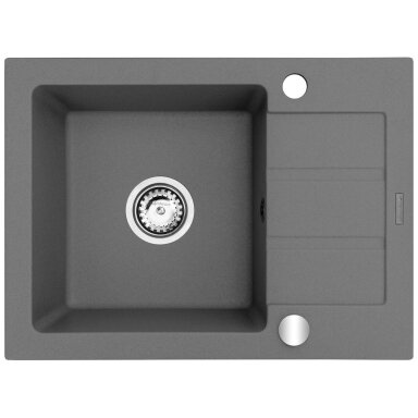 Vienos dubenėlio plautuvė su nusausinimo zona Maidsinks Promo 62x44 1B 1D, pilka