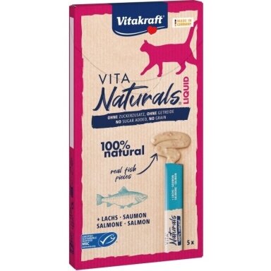 VITAKRAFT Vita Naturals skystas lašišos skonio kačių skanėstas 5 x 15 g