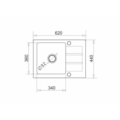Vienos dubenėlio plautuvė su nusausinimo zona Maidsinks Promo 62x44 1B 1D E070053701, juoda 1 Vienos dubenėlio plautuvė su nusausinimo zona Maidsinks Promo 62x44 1B 1D E070053701, juoda 1