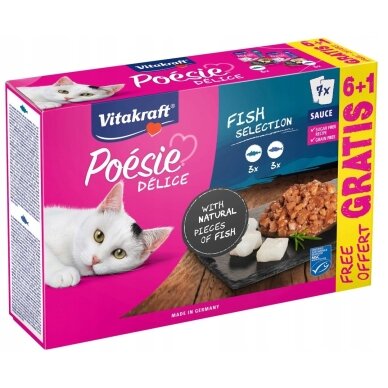 VITAKRAFT Poésie Delice žuvies rinkinys - šlapias kačių ėdalas - 6 + 1 x 85 g VITAKRAFT Poésie Delice žuvies rinkinys - šlapias kačių ėdalas - 6 + 1 x 85 g