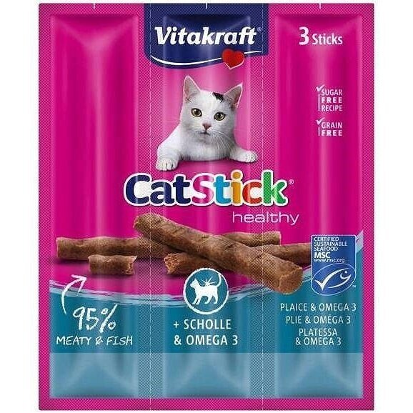 VITAKRAFT CatStick Mini su plekšne ir Omega-3 - kačių skanėstai - 3 vnt.