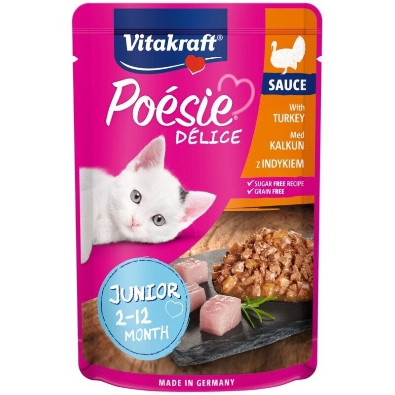 VITAKRAFT POESIE DELICE JUNIOR šlapias kačių ėdalas su kalakutiena, 85 g VITAKRAFT POESIE DELICE JUNIOR šlapias kačių ėdalas su kalakutiena, 85 g