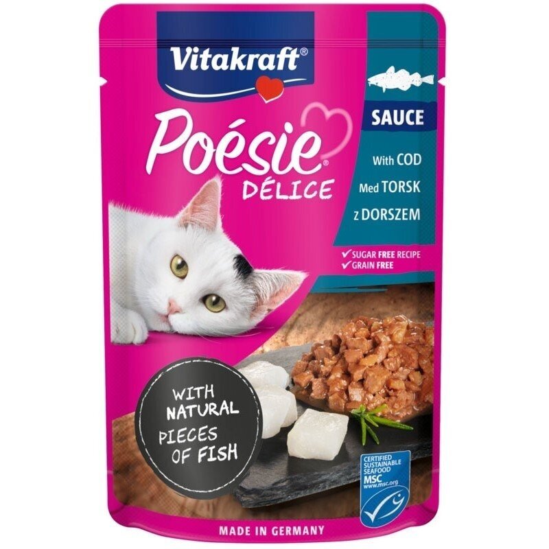 VITAKRAFT POESIE DELICE menkių ėdalas katėms - šlapias kačių ėdalas - 85 g VITAKRAFT POESIE DELICE menkių ėdalas katėms - šlapias kačių ėdalas - 85 g