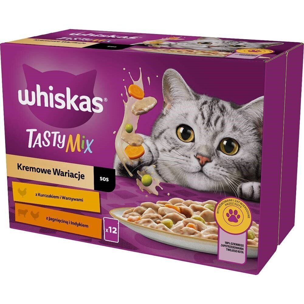 WHISKAS skanus mišinys - šlapias kačių ėdalas - 12 x 85 g