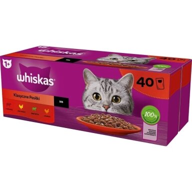 WHISKAS Classic Meals Mix - šlapias kačių ėdalas - 40 x 85 g