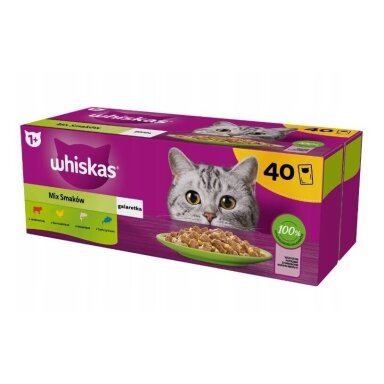 WHISKAS Mixed Favourites drebučiuose - šlapias kačių ėdalas - 40 x 85 g