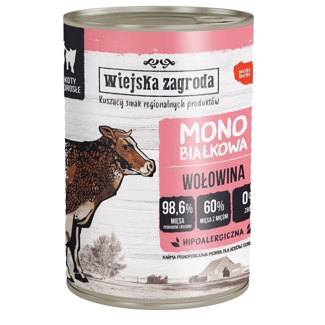 WIEJSKA ZAGRODA Monoprotein jautiena - šlapias kačių maistas - 400g WIEJSKA ZAGRODA Monoprotein jautiena - šlapias kačių maistas - 400g
