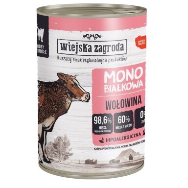 WIEJSKA ZAGRODA Monoprotein jautiena - šlapias kačių maistas - 400g
