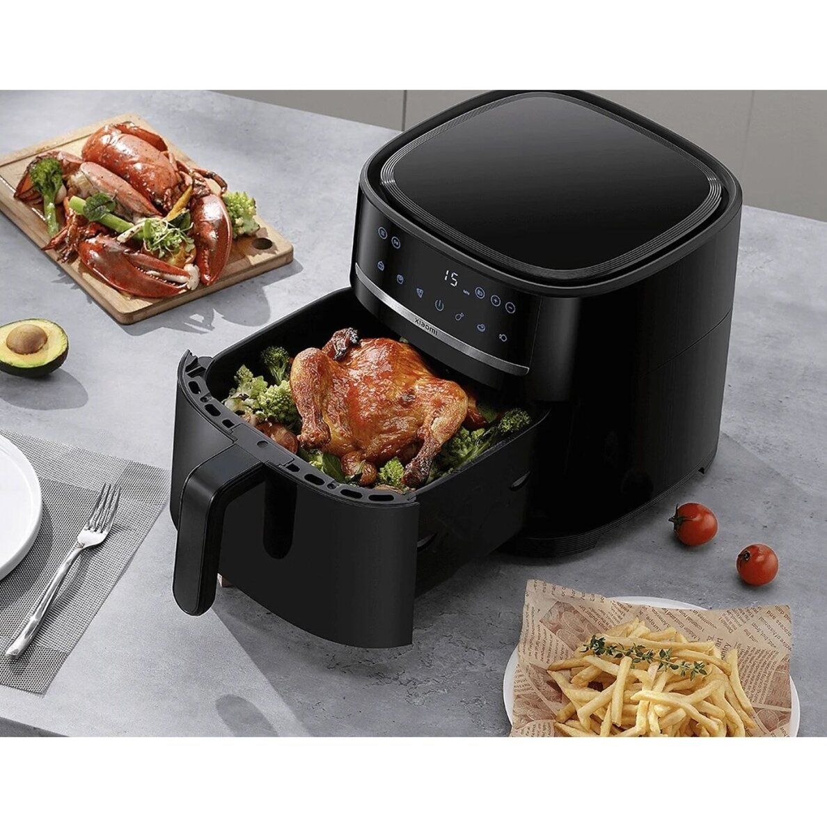 Xiaomi Air Fryer 6L MAF08 karšto oro gruzdintuvė, juoda 4 Xiaomi Air Fryer 6L MAF08 karšto oro gruzdintuvė, juoda 4