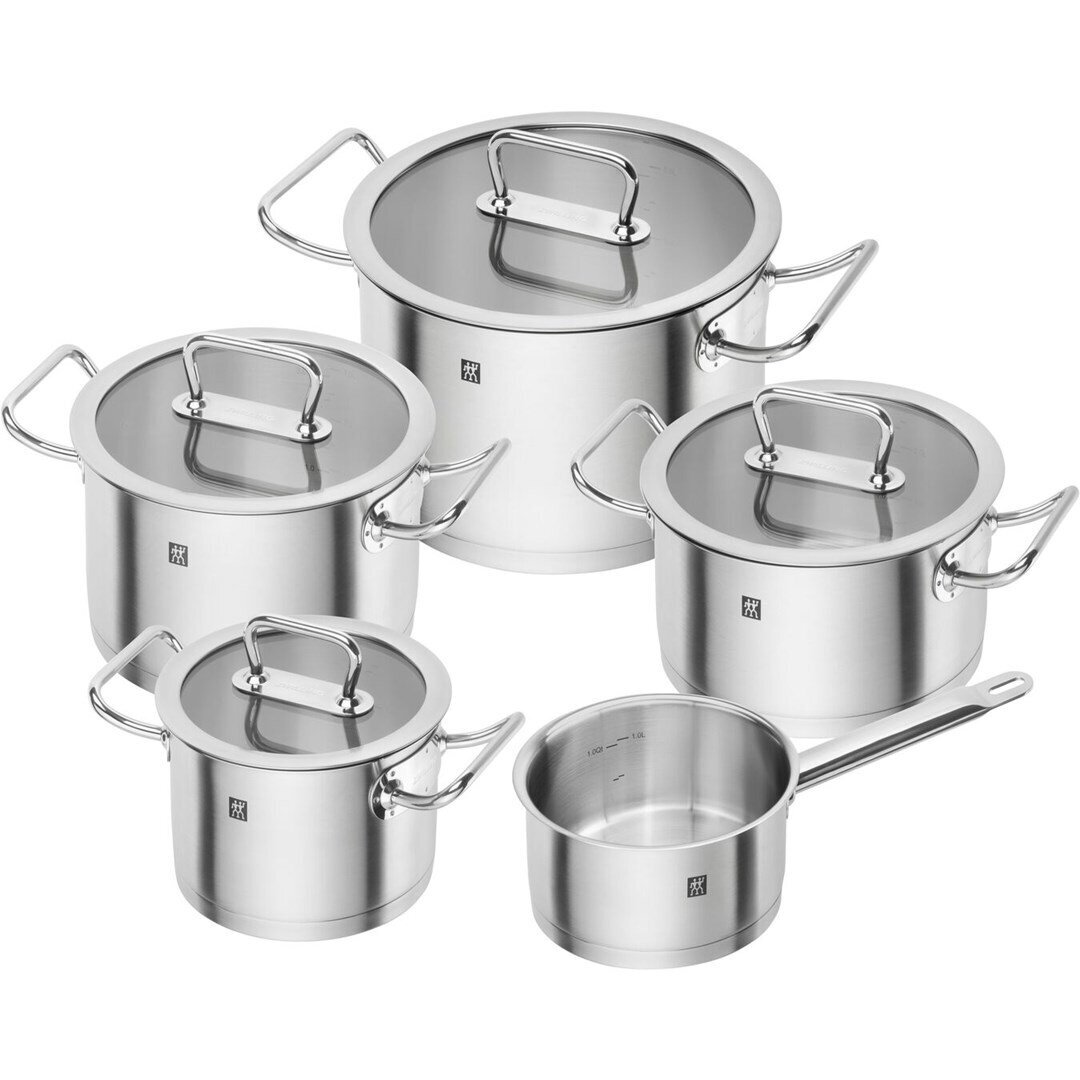 ZWILLING PRO 5 dalių 18/10 nerūdijančio plieno puodų rinkinys, sidabrinis
