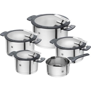 ZWILLING SIMPLIFY 66870-005-0 Puodų rinkinys, nerūdijantis plienas, 5 vnt., sidabro ir juodos spalvos