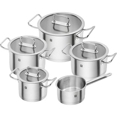 ZWILLING PRO 5 dalių 18/10 nerūdijančio plieno puodų rinkinys, sidabrinis ZWILLING PRO 5 dalių 18/10 nerūdijančio plieno puodų rinkinys, sidabrinis